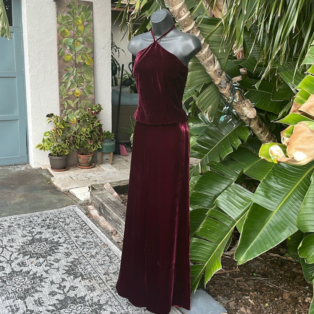 Ann Taylor velvet halter and wide leg pants set